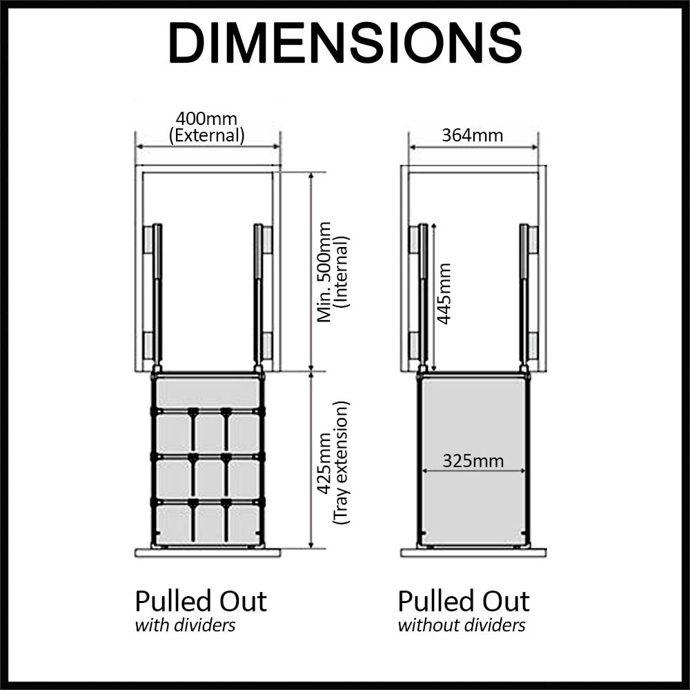 pull out cupboard organiser suits 400mm cabinet dark grey