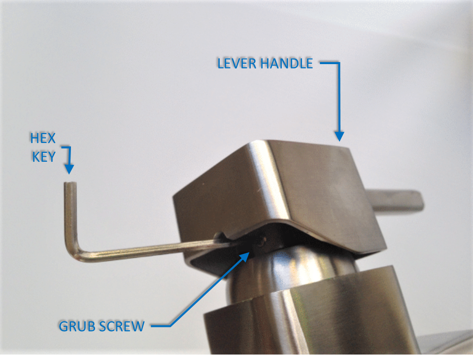 removing the lever handle of a mixer tap using a hex key
