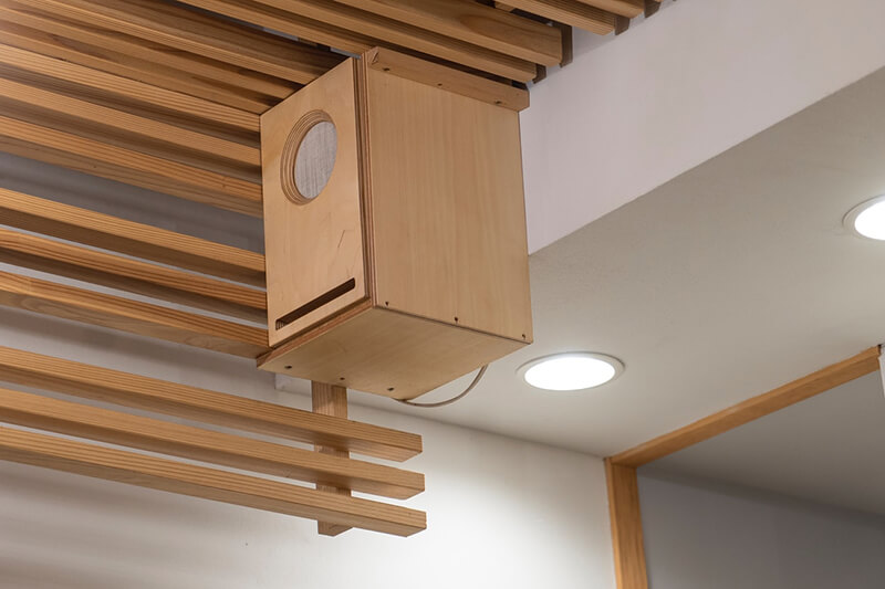 Bright Downlights downlights on wood ceiling