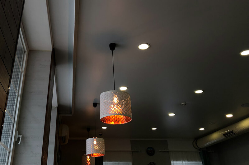 Downlights on Dark Ceiling small downlights